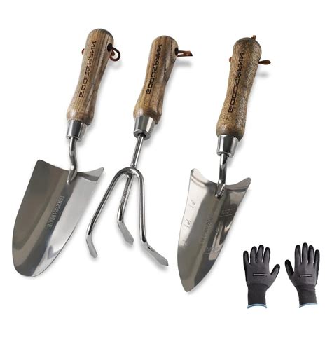 Gardening Stainless Steel Tool Set 3 Piece Includes Stainless Steel Trowel Hand Transplanter