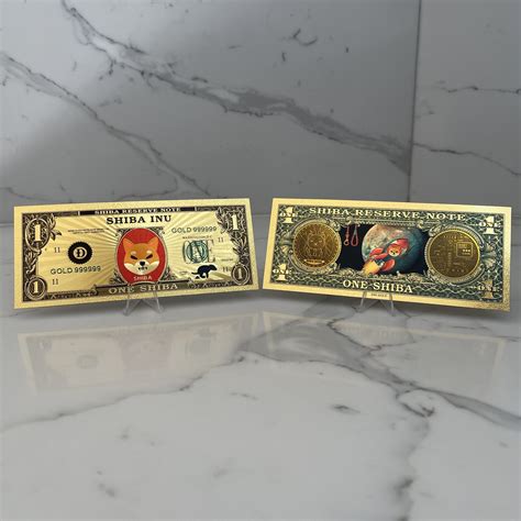 Shiba Inu Physical Bank Note Gold Plated Cryptocurrency Shib Crypto