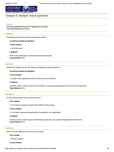 Oxford University Press Online Resource Centre Multiple Choice