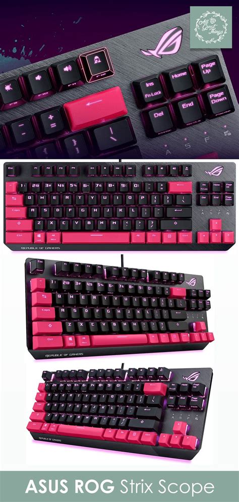 The Asus Rog Stix Scope Keyboard Is Shown In Three Different Colors And