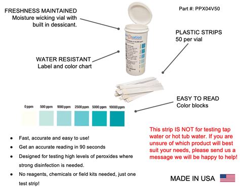 Hydrogen Peroxide H O Test Strips Low Level Ppm Off