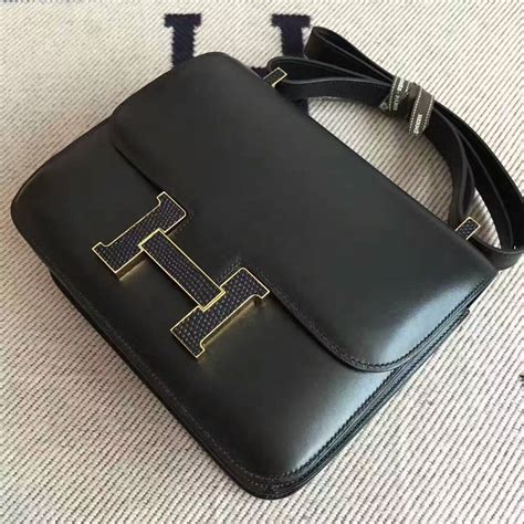 On Sale Hermes Box Calf Leather Black Constance Bag 24cm Shoulder Bag - H Factory Birkin