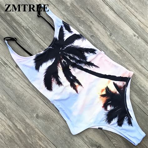 Zmtree Coconut Tree Printed Simwear Women Bathing Suit 2018 Sexy