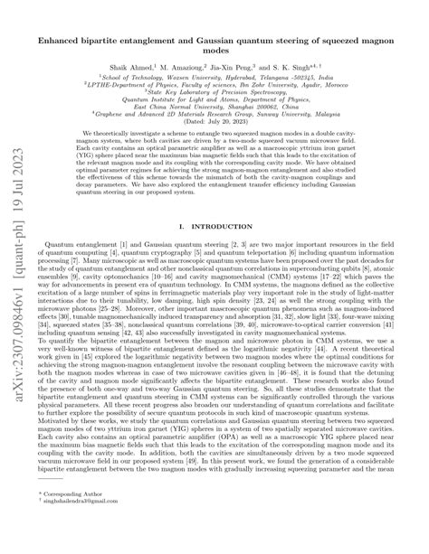 PDF Enhanced Bipartite Entanglement And Gaussian Quantum Steering Of