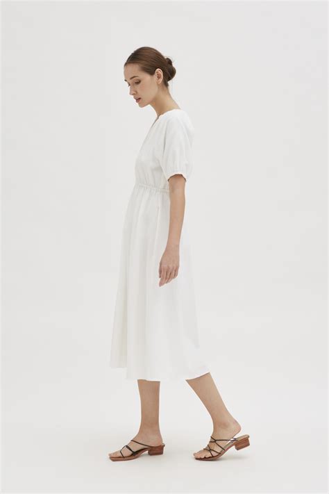 Textured Cotton Puff Sleeve Dress Our Second Nature