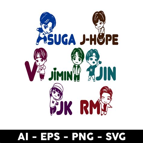 Adorable 7 Different TinyTan BTS Svg Kpop Star Svg Adorabl Inspire