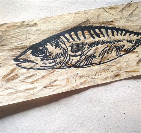 Mackerel Fish Art Linocut Print Original Artwork Lino Print Etsy