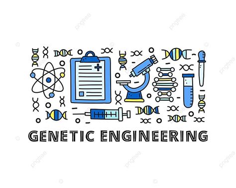 Group Of Doodle Colored Genetic Engineering Icons Colorful Modification