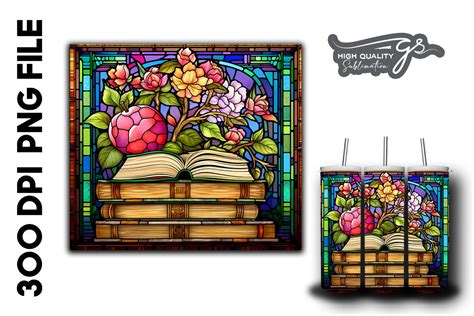 Books Flowers Apple Stained Glass Graphic By Glamousita Sublimation