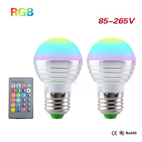 E Rgb Led Lamp V Led Light W Colors Changeable Bulbs