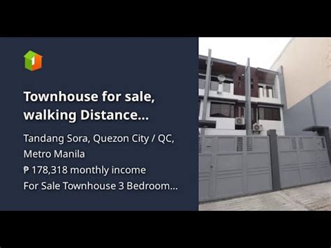 Townhouse For Sale Walking Distance Subway In Tandang Sora QC PH2653