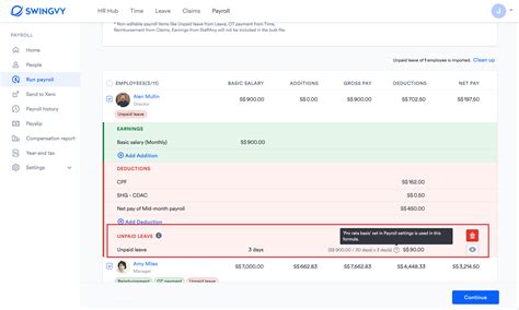 Deduct unpaid leave through Swingvy payroll