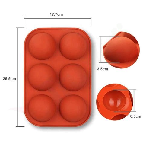 Buy Silicone 6 Cavity Semi Sphere Silicone Mold, Silicone Molds for ...