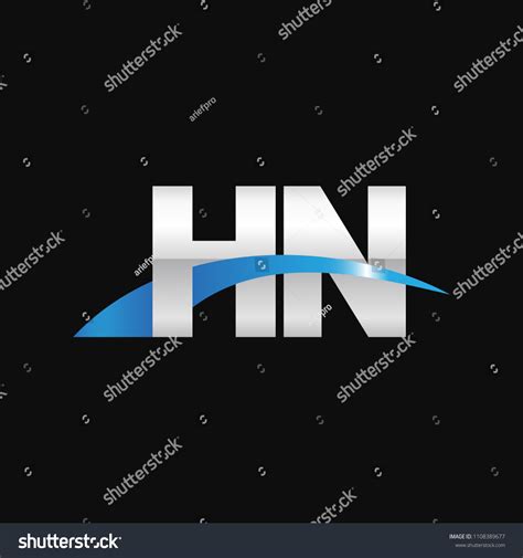 Initial Letter Hn Overlapping Movement Swoosh Royalty Free Stock