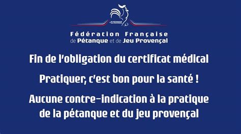 Actualité Certificat médical club Pétanque Les Tontons Tireurs de