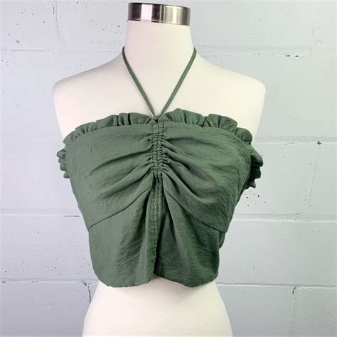 Maeve Tops Maeve Anthropology Olive Green Halter Crop Top Poshmark