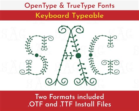 Stitch Monogram Truetype Font Keyboard Typeable Otf Ttf Etsy In 2022