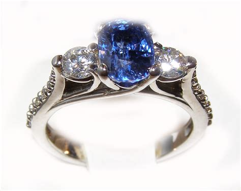 Stunning Ceylon Sri Lanka Sapphire Diamond Ring 18kwg 2 86 Ctw