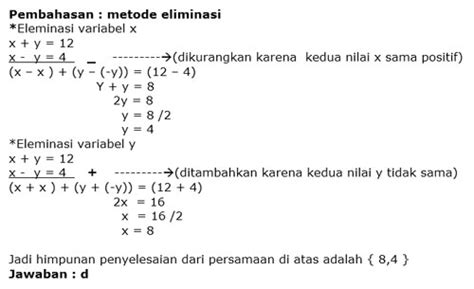 Contoh Soal Sistem Persamaan Linear Dua Variabel Berbagai Contoh