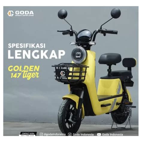 Jual Sepeda Listrik Goda Golden Tiger Watt Volt Ah Merah