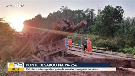 Carreta Carregada Toras De Madeira Tomba Em Ponte Na Rodovia PA 256