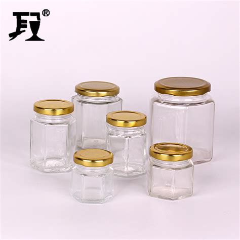 45ml 100ml 120ml 180ml 400ml Hexagonal Glass Jar Transparent Glass Jars