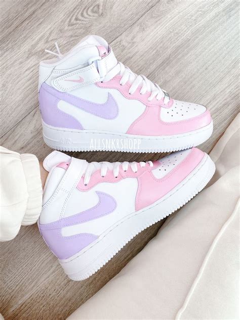 Nike Air Force 1 Mid Custom Pastell Etsy Pink Nike Shoes Nike Shoes