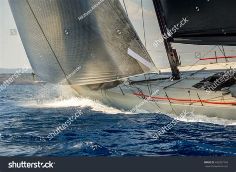 Racing Sailing Yacht Going Fast Mediterranean Stock Photo Edit Now