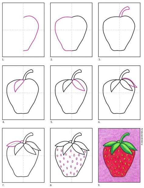 Easy How To Draw A Strawberry Tutorial And Strawberry Coloring Page