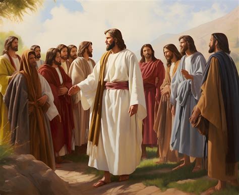 J Sus Christ Et Ses Douze Disciples Peints L Huile Photo Premium