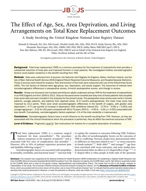 PDF The Effect Of Age Sex Area Deprivation And Living Arrangements On Total Knee