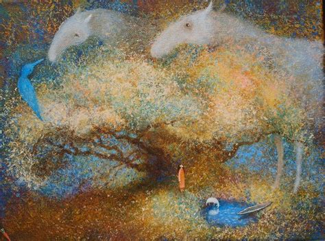 Two White Horses Painting By Elena Markova Saatchi Art