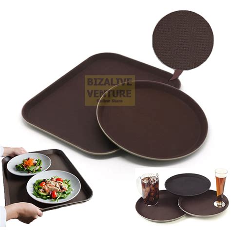 Non Slip Serving Tray Round Rectangle Shape Kitchen Tray Serving