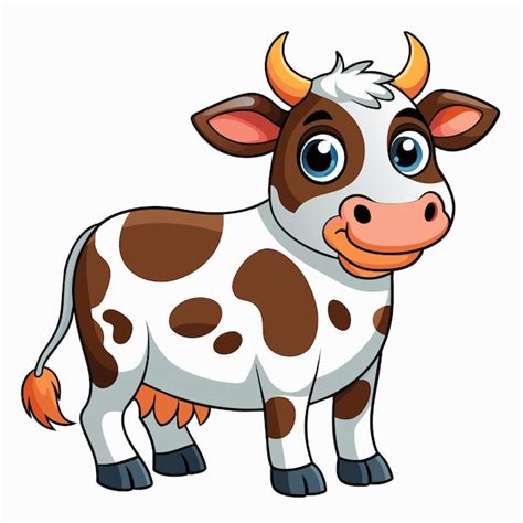 Un Dibujo De Dibujos Animados De Una Vaca Con Una Cara Blanca Y Manchas