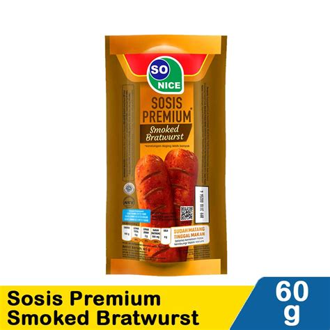 So Nice Sosis Siap Makan Premium Smoked Bratwurst 60G Klik Indomaret