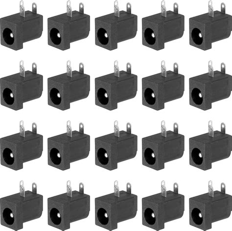 Patikil 55x25mm Dc Power Connector 5 Pack 3 Pin Pcb Mounting Female