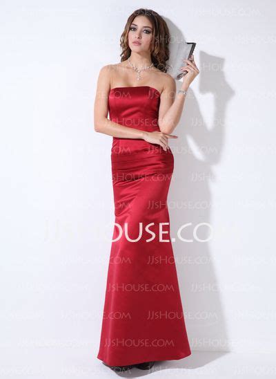 US 100 00 Trumpet Mermaid Strapless Floor Length Satin Bridesmaid