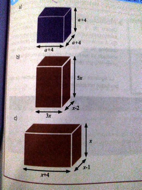 Solved Representante Algebraicamente El Rea Total Y El Volumen De Las