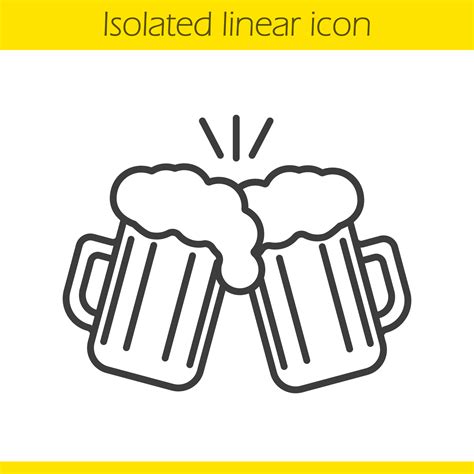 Toasting Beer Glasses Linear Icon Cheers Thin Line Illustration Two