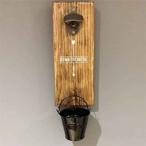 Wall Mounted Bottle Opener With Bottle Cap Bucket