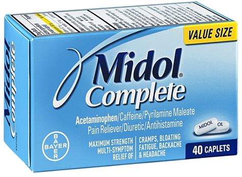 Midol Complete Maximum Strength Pain Reliever Caplets 40 ea (Pack of 2 ... 