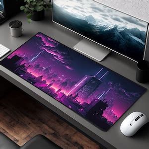 Cyberpunk Los Angeles Retrowave Mousepad Gamer Desk Setup Gaming