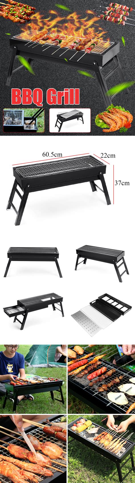 New 3 5 People Outdoor Portable Folding BBQ Grill Charcoal Barbecue