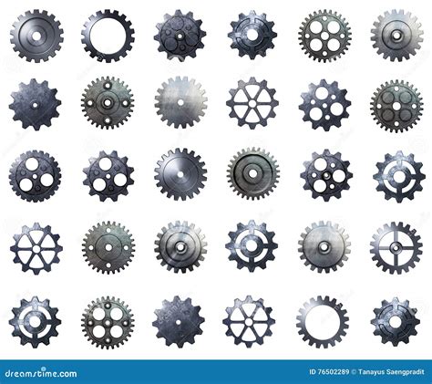 Cogwheel Mega Pack Metal Gear With Real Texture On Isolated Bac Stock