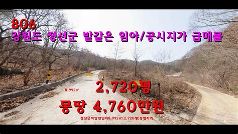 번호806 강원도 정선군 밭같은 임야 공시지가 급매물 Youtube