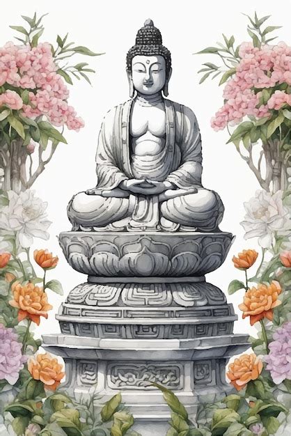 Premium Vector Vector Watercolor Painting Of Buddha Sitting On A