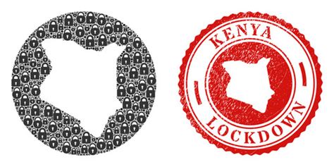 Lockdown Watermark Seal And Lock Mosaic Stencil Vector Image