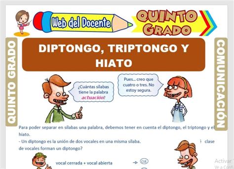 Diptongo Triptongo E Hiato Para Quinto Grado De Primaria GRATIS