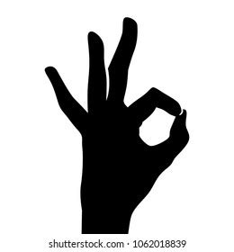 Ok Gesture Hand Vector Silhouette Stock Vector Royalty Free