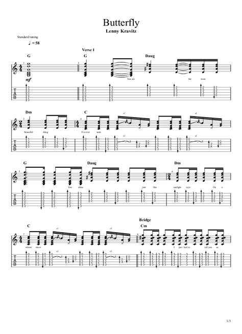 Butterfly Tab Chords Lenny Kravitz PaidTabs